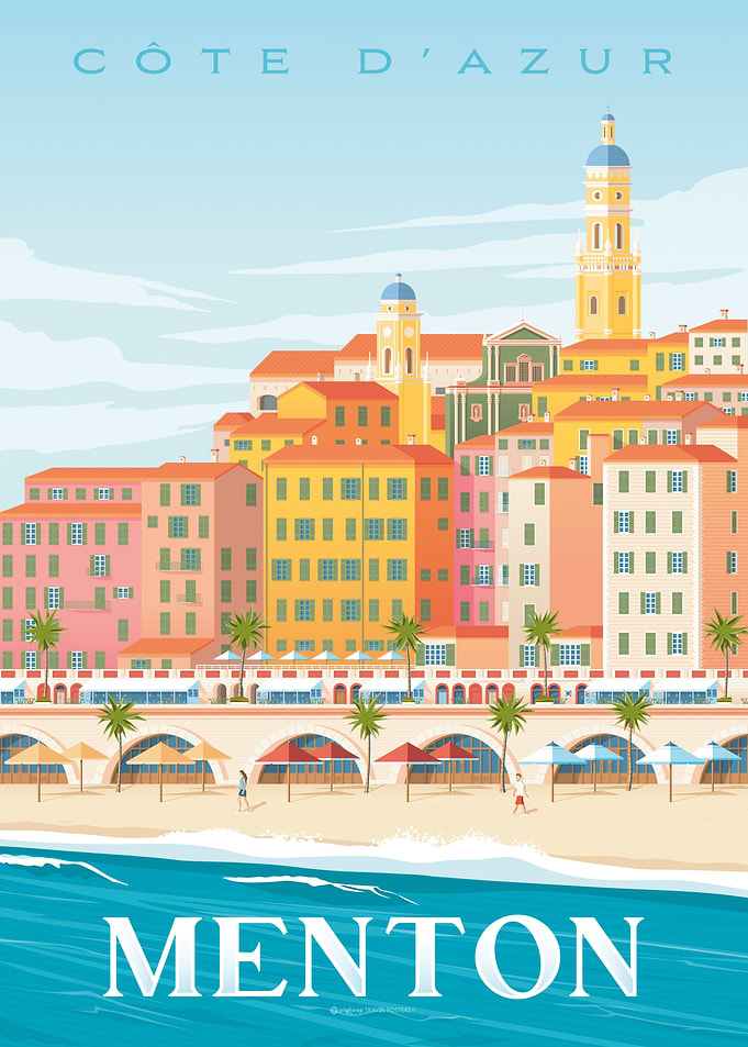 Menton France Travel Print