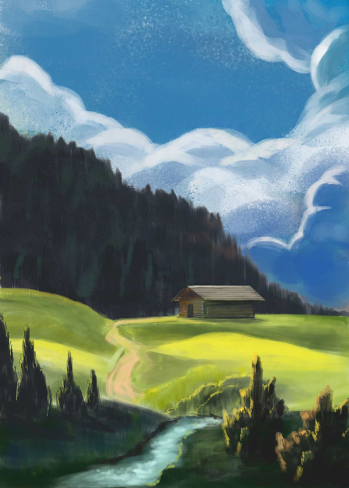 landscape forest painted