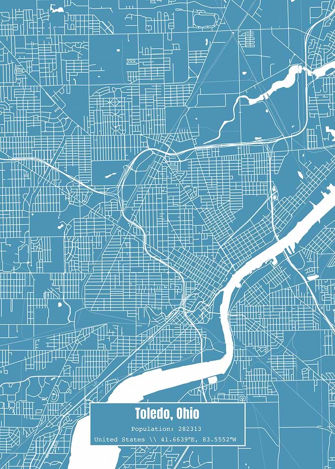 Toledo Ohio Topo Map Blue