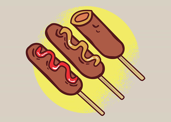 three Corndog Illustratio