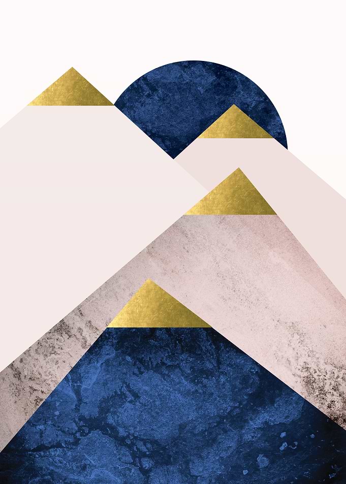 Pink Navy Gold Mountains