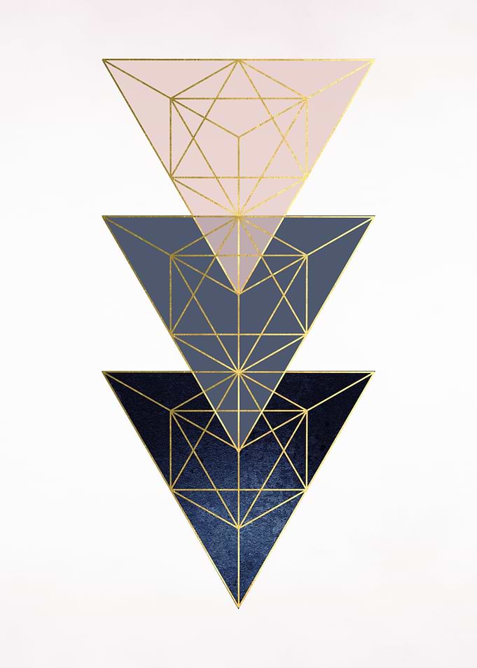 Triangles Blush Navy Gold