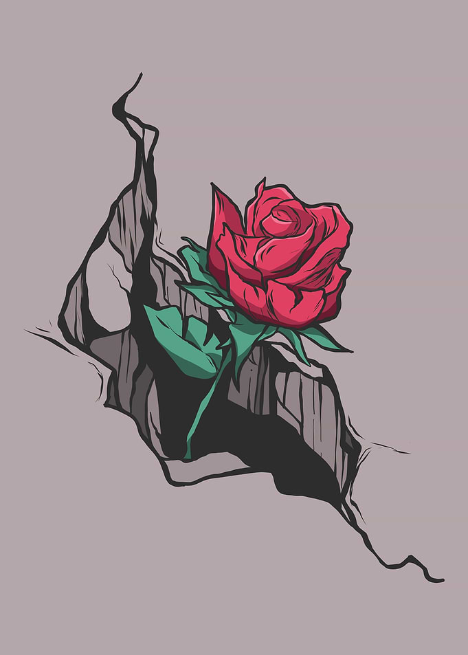 Rose crack wall Illustrat