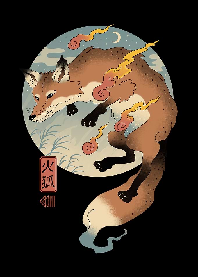 Fire Fox Ukiyoe