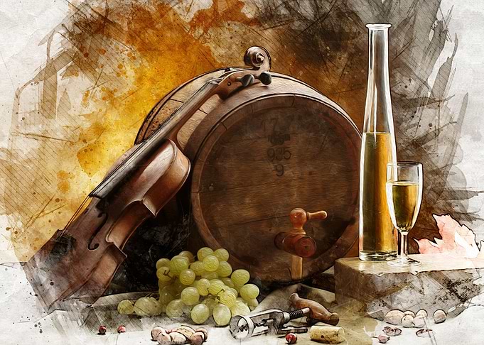 Wine Violin Oil painting