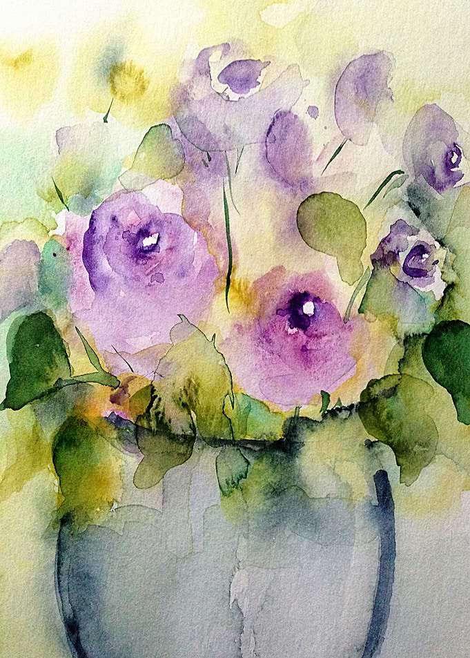 Purple Flowers Watercolor