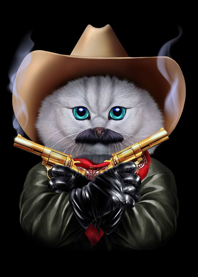 Cowboy Cat with Mustache