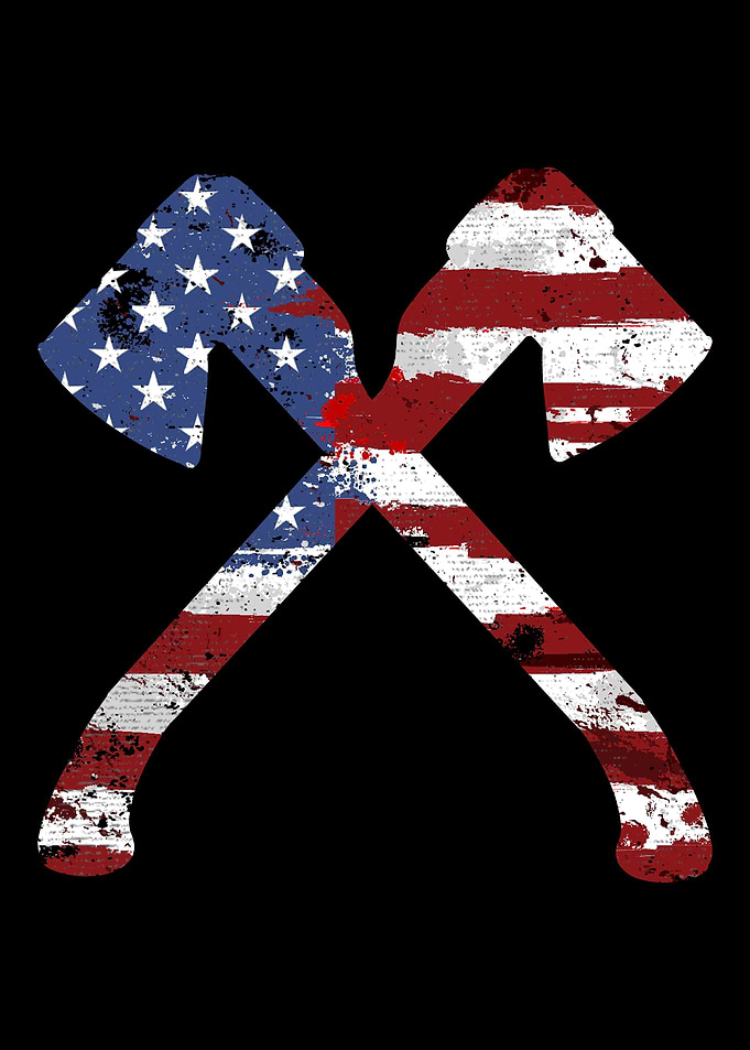 USA Flag Firefighter Axe
