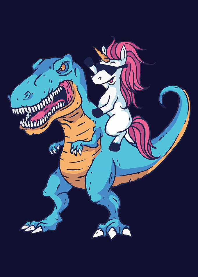 Unicorn ride on Dinosaur