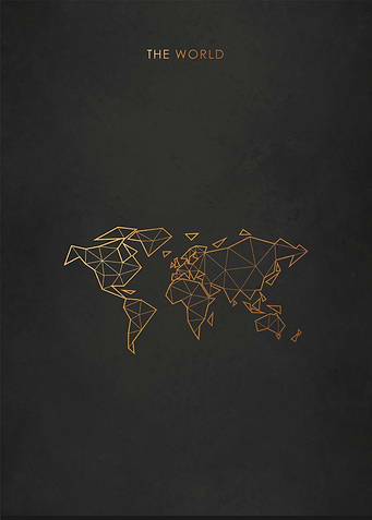 Gold World Map Minimal