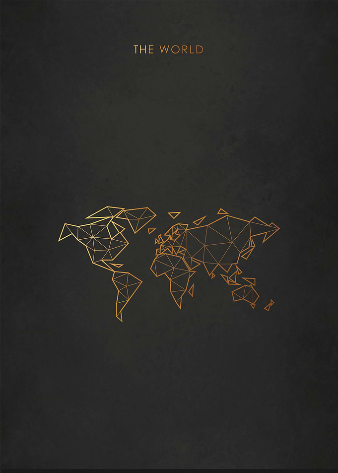 Gold World Map Minimal