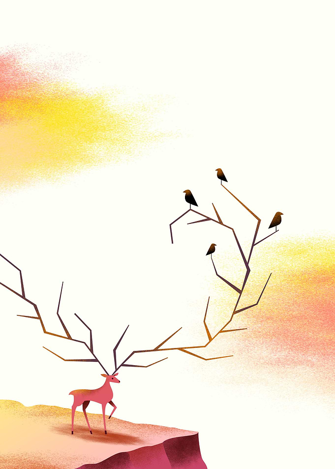 Reindeer and Birds