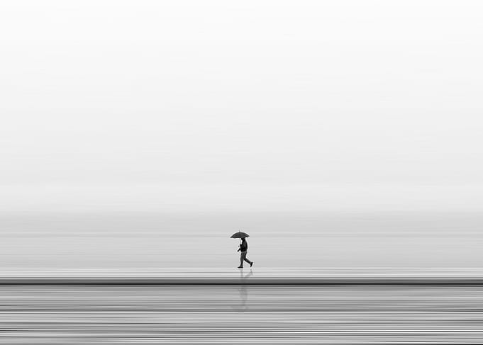 Man in the rain