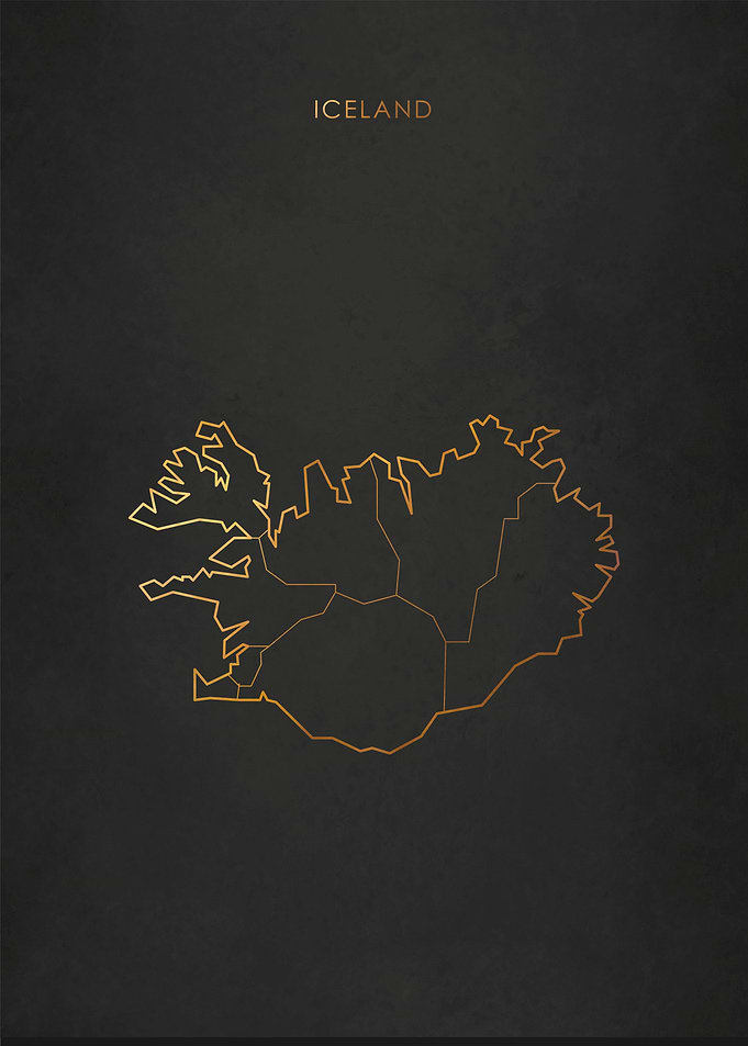 Gold Iceland Map