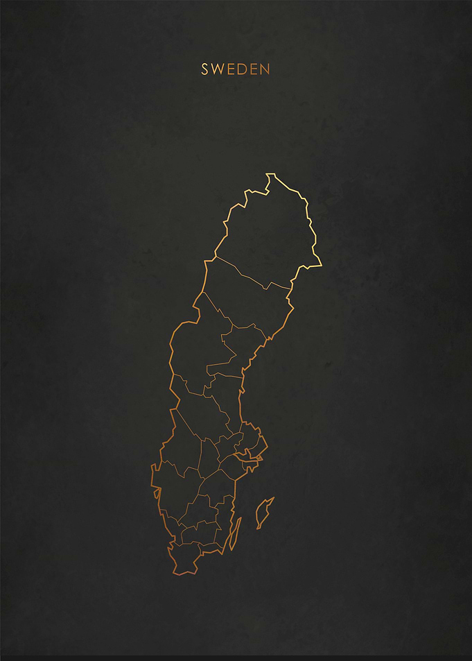 Gold Sweden Map