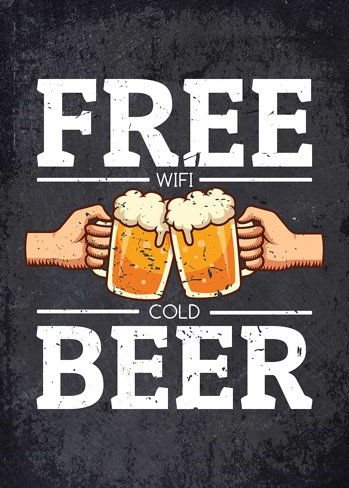 Free Wifi Cold Beer Sign