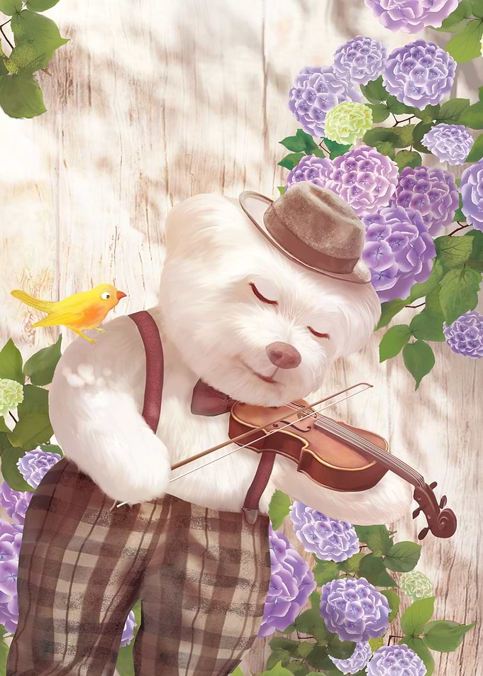 Smile Dog Playing Violin
