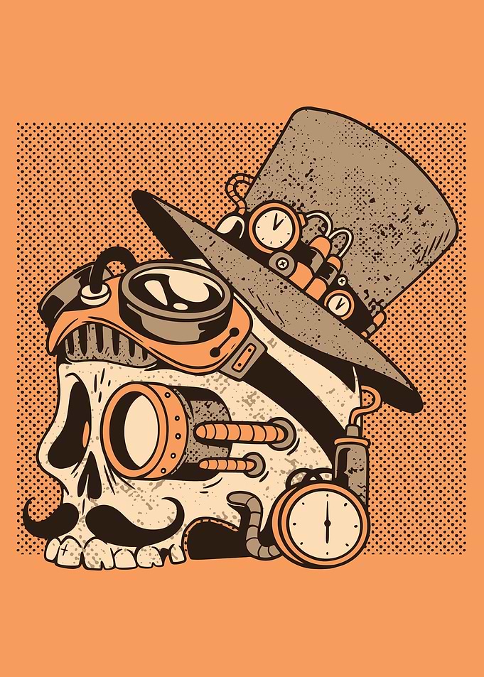 Steampunk Skull with Hat