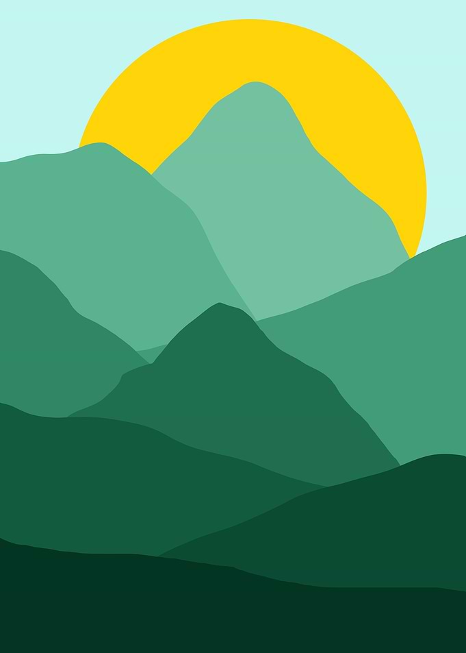 sun among mountains