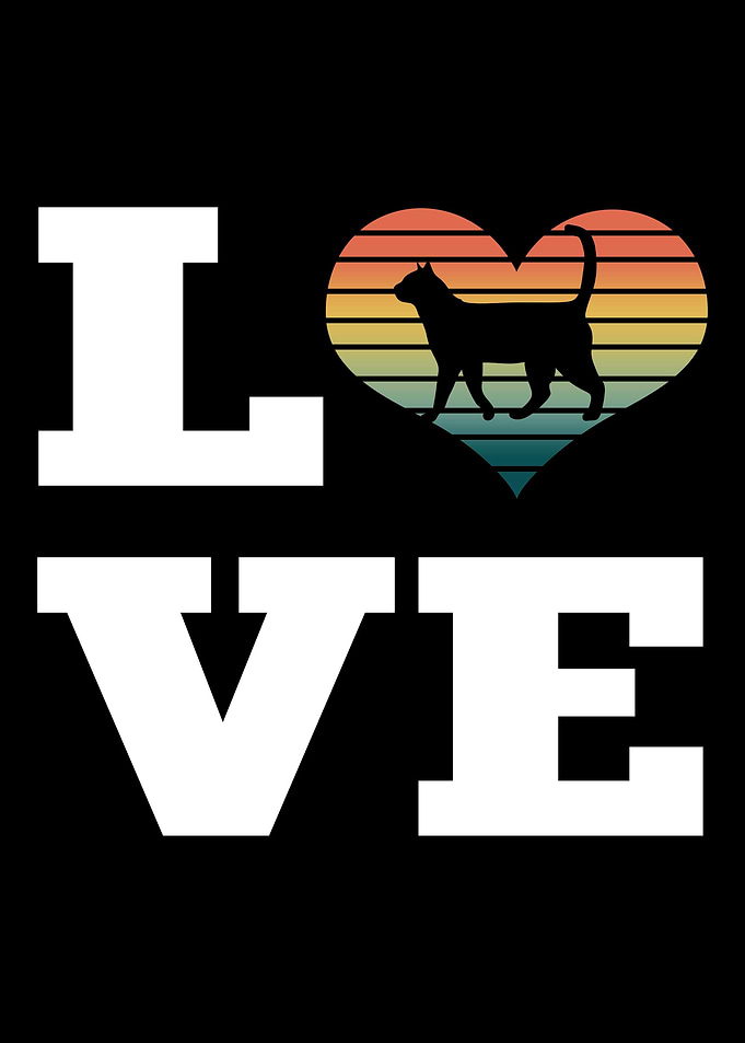 Retro Cat Love
