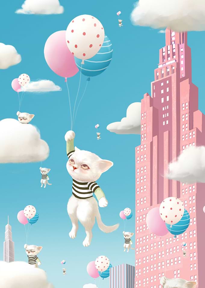 Cat with Balloon