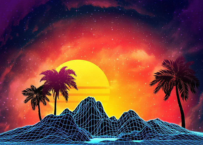 80s aesthetic beach
