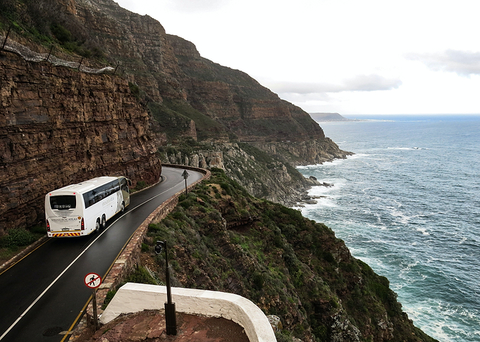white bus sea