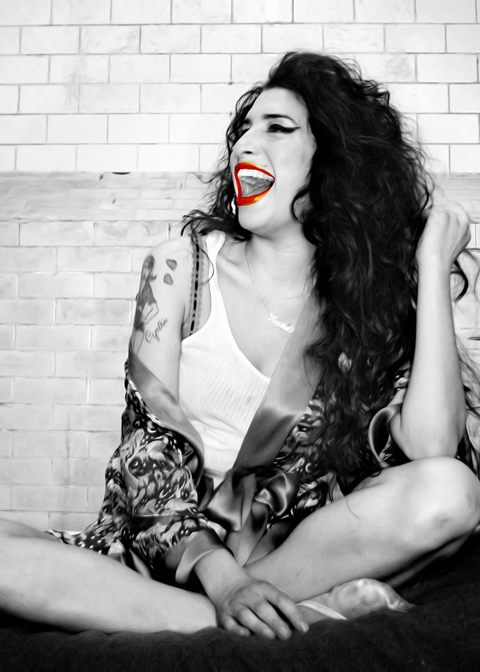 Amy Winehouse Lips Red
