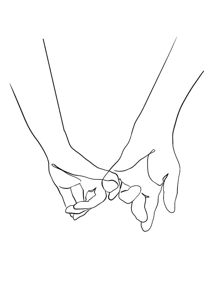 One Line Holding Hands