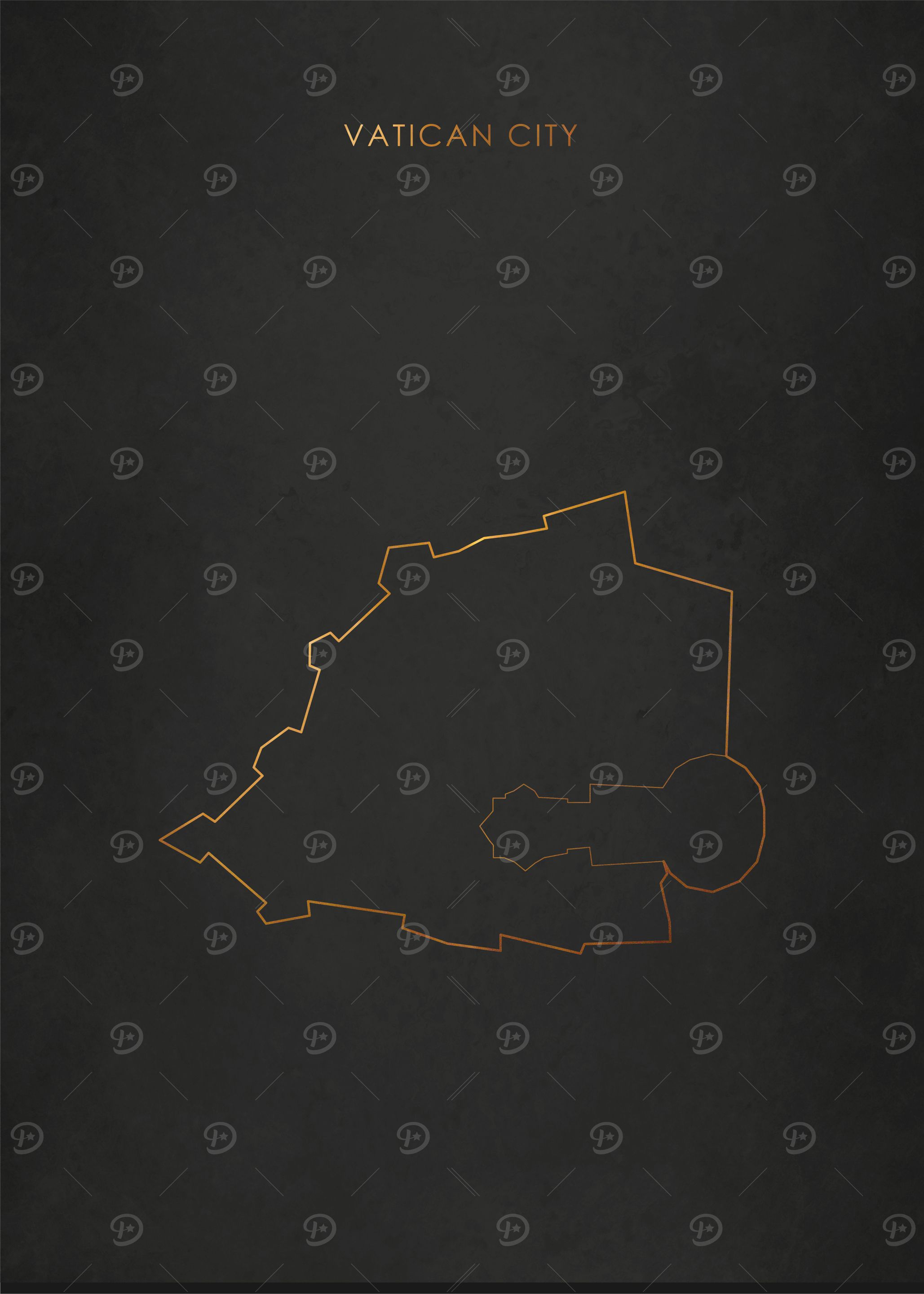 Gold Vatican City Map