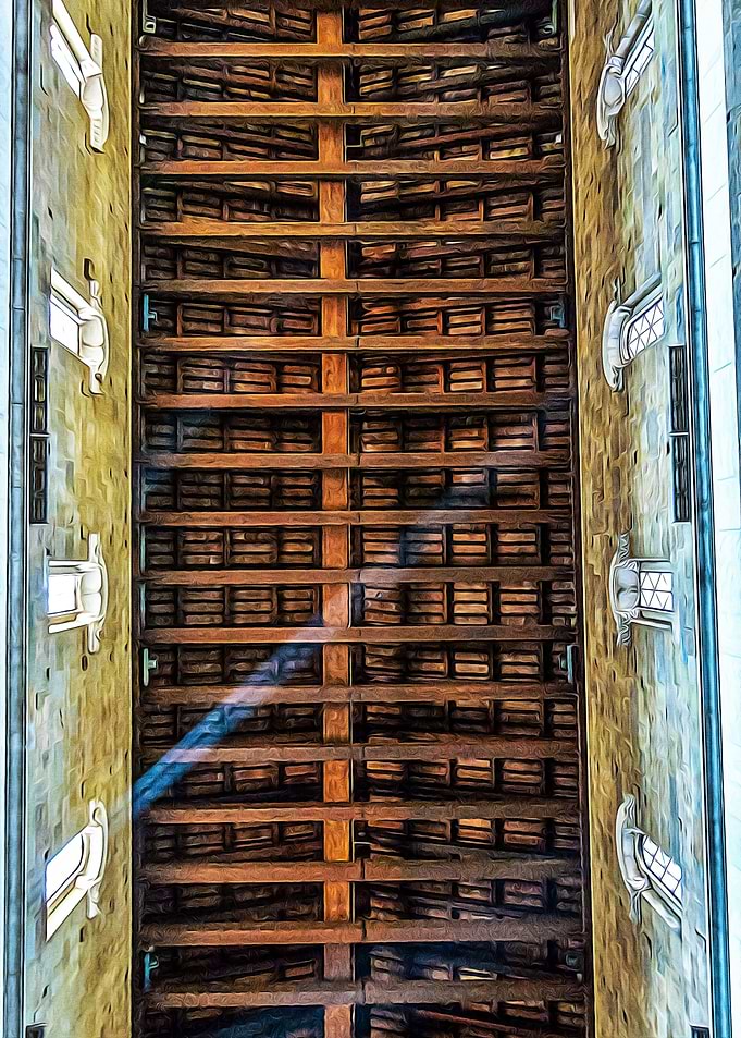 Wooden ceiling of a mediev