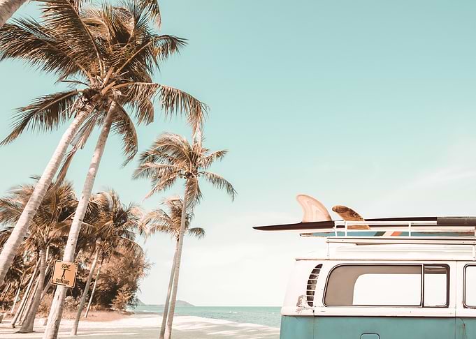 Retro Van Camper Surfboard