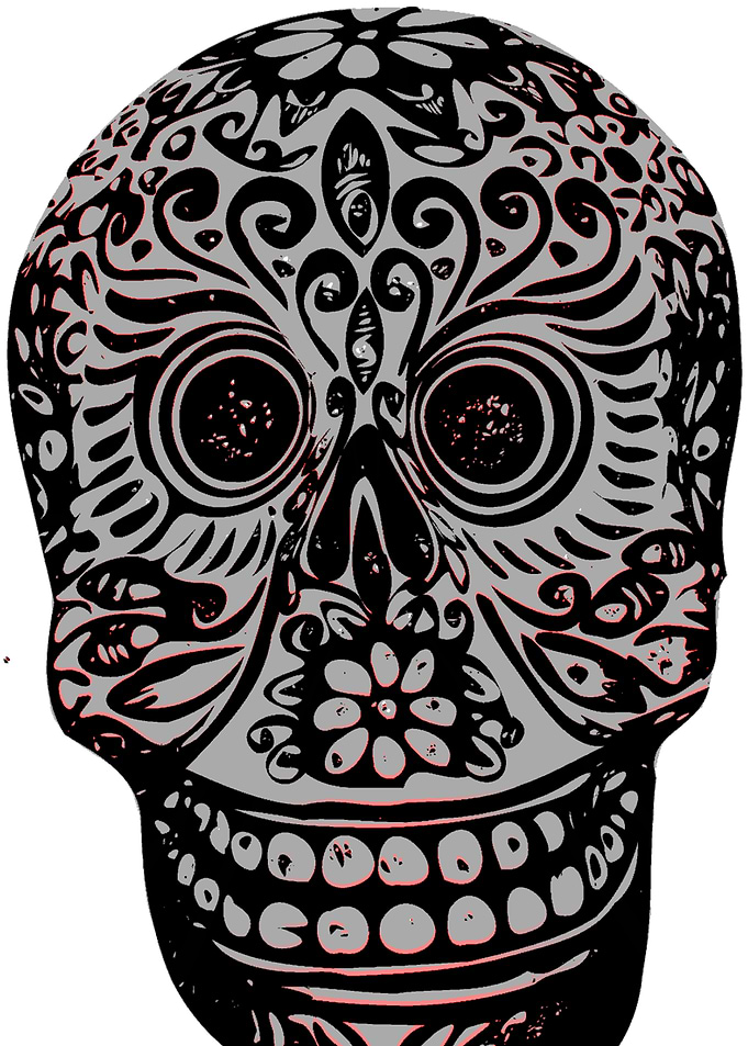 Gray Sugar Skull 2
