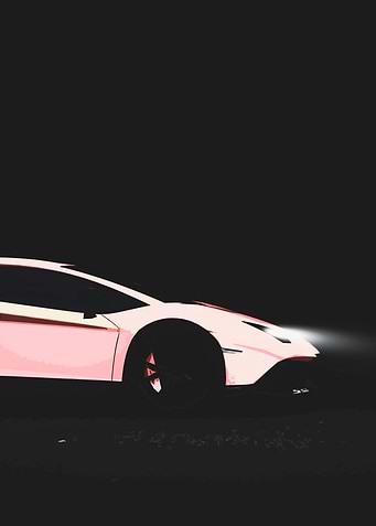 Parked Yellow Lambo Art