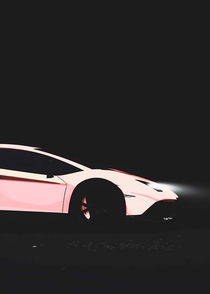Parked Yellow Lambo Art