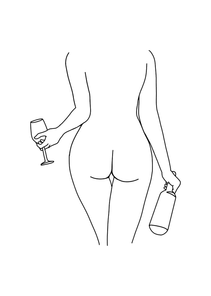 Naked Girl Wine Drinker
