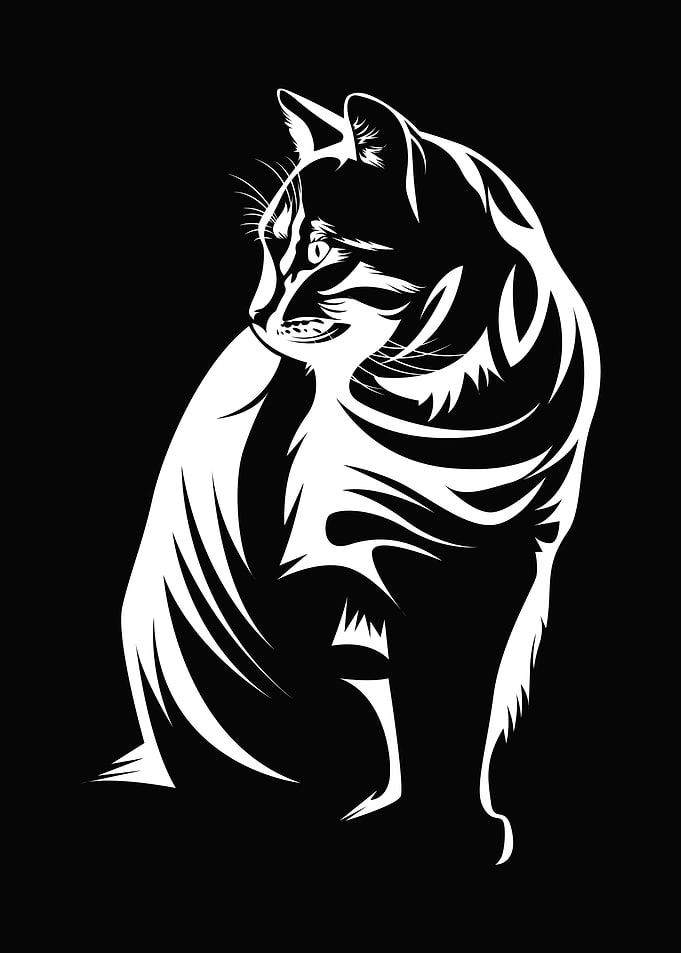 silhouette cute cat