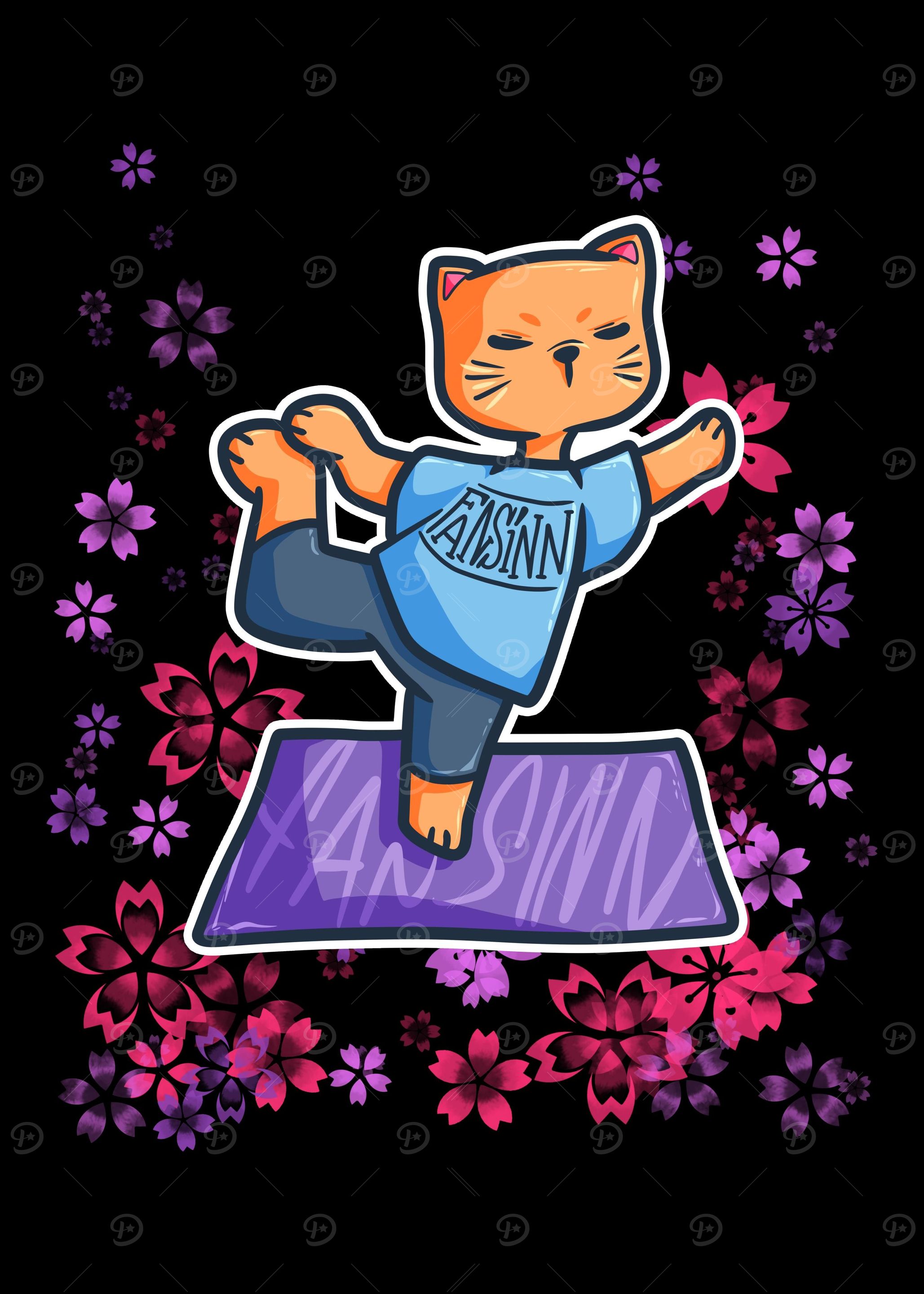 Cat on yoga mat