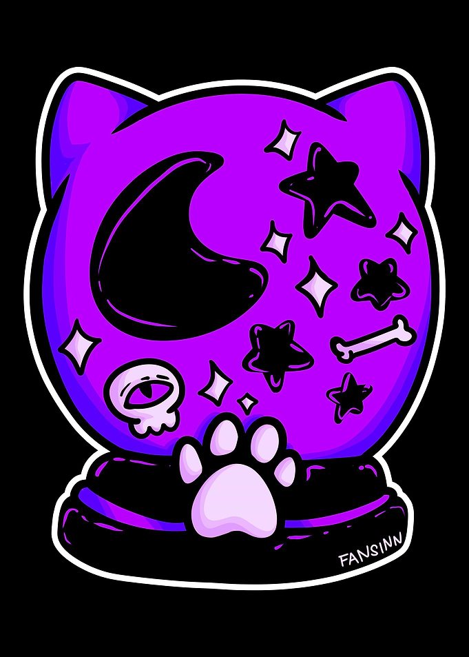 Cat Gothic glass ball Vood