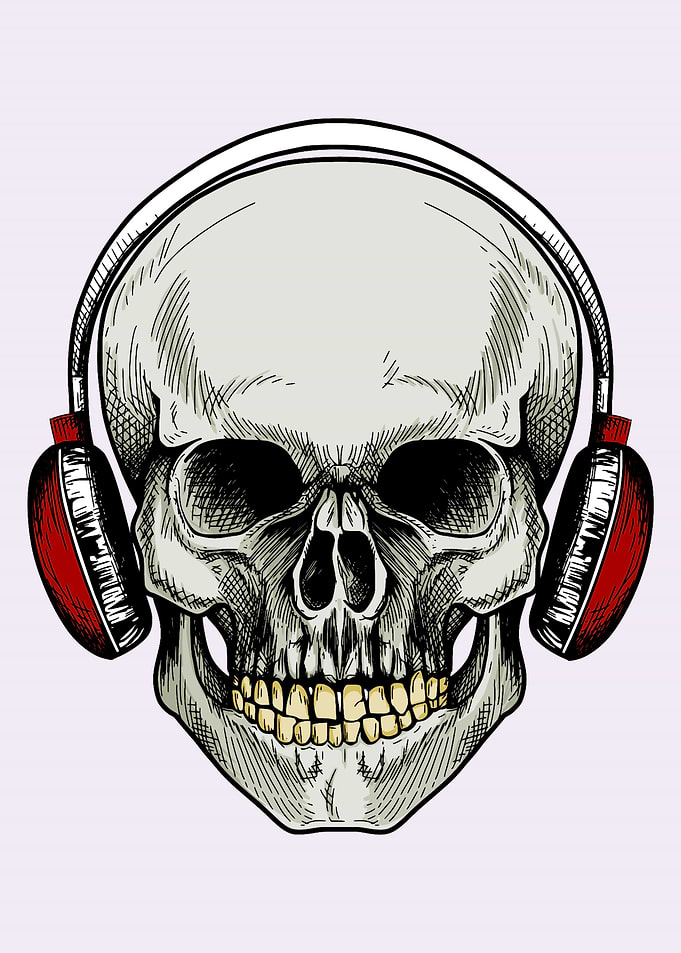 Music Skull in headphones