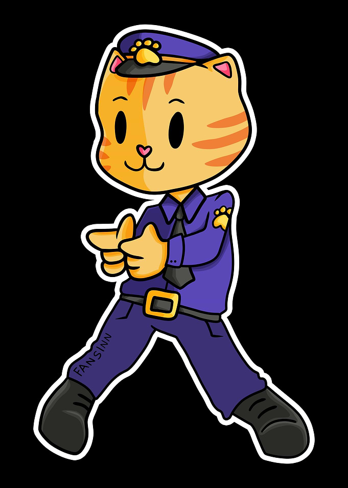 Police safety Cat Cartoon
