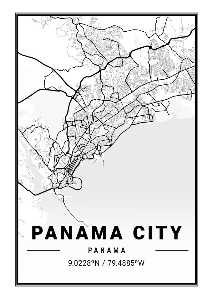 Panama City Light City Map