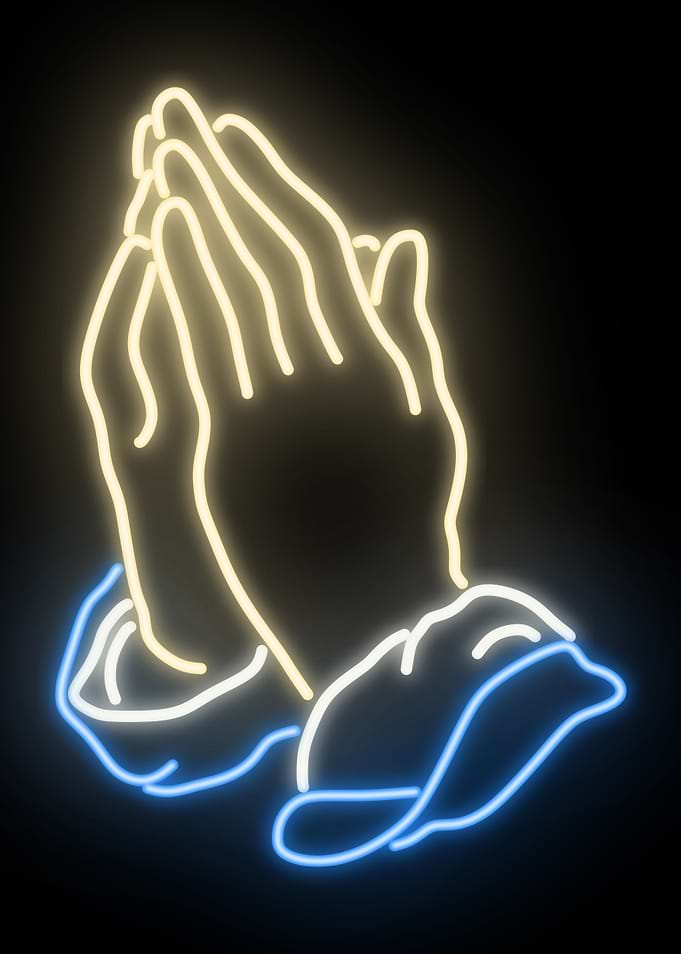 Praying Hands Neon Sign
