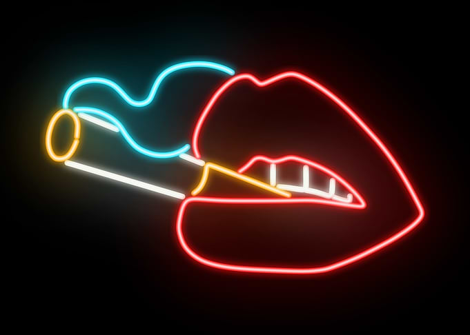 Smoking Lips Neon Sign