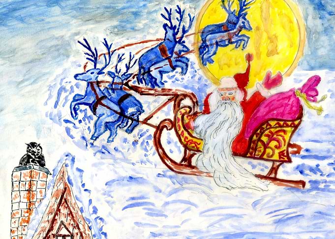 Santa Riding Sleigh