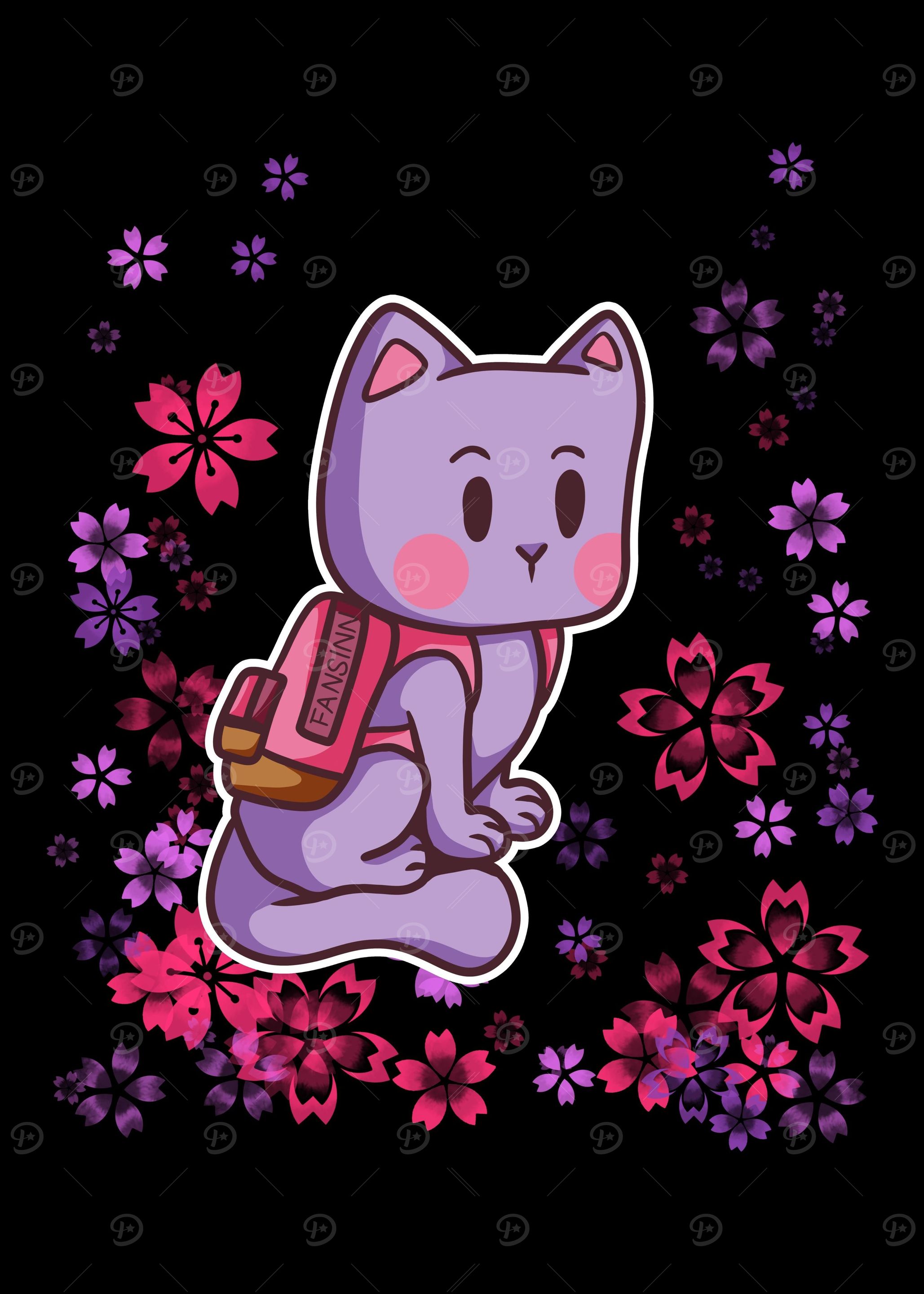 School Pet cat flowers ner