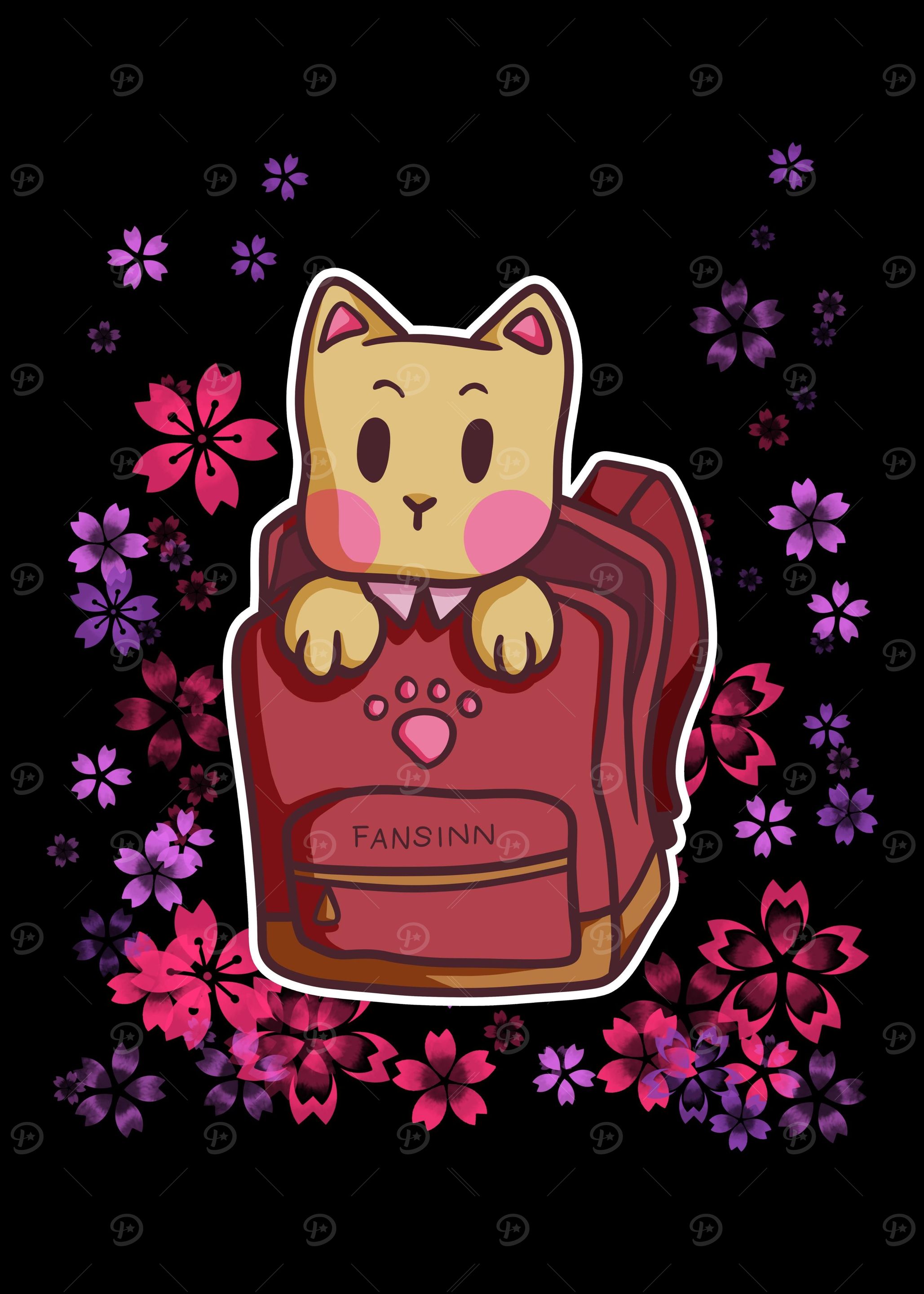 School Pet cat flowers ner