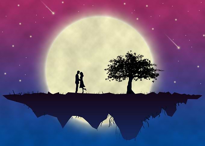 Love Couple moon night sky