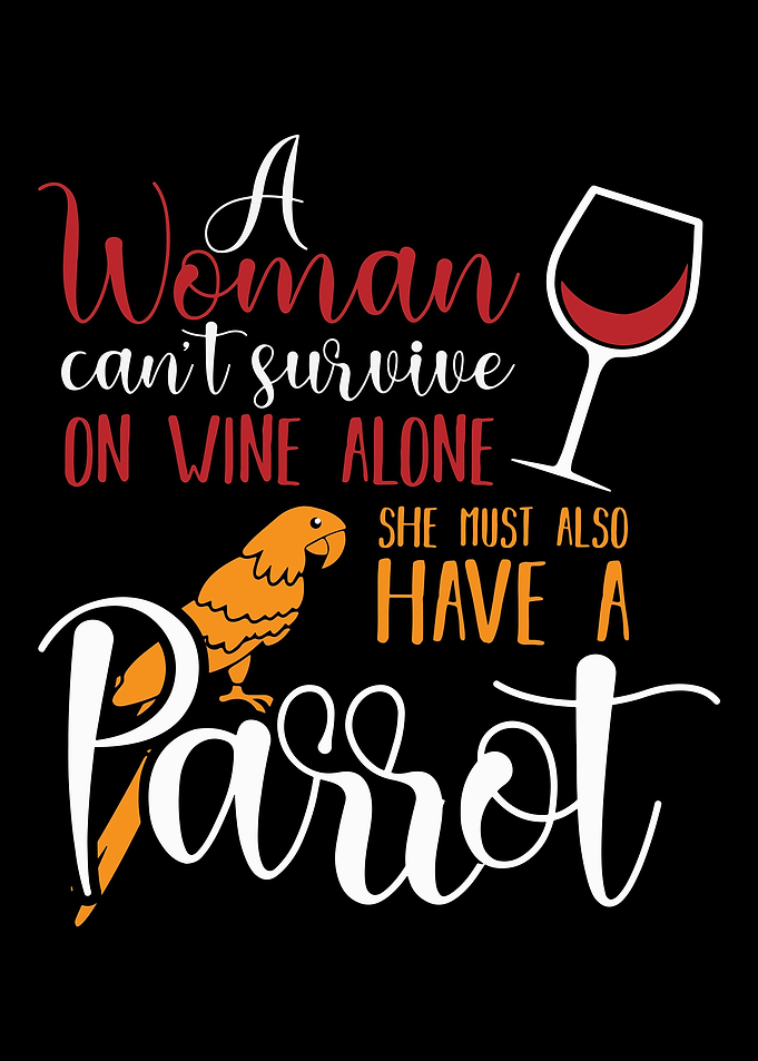 Woman Parrot bird wine