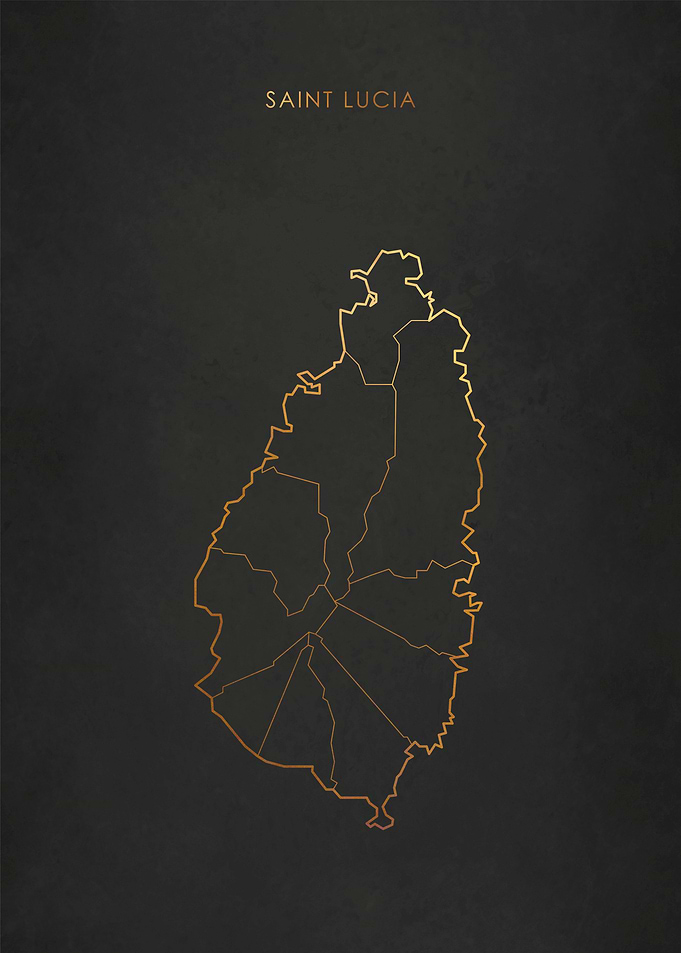 Gold Saint Lucia Map